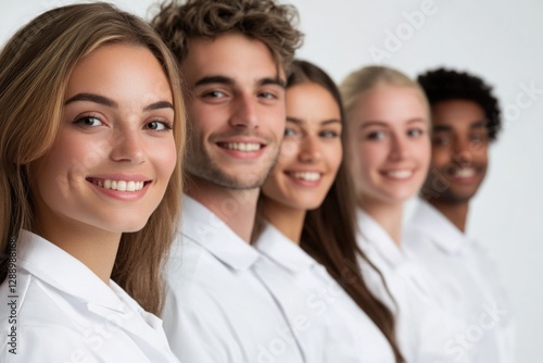 A group of people standing together, uniform or similar outfits