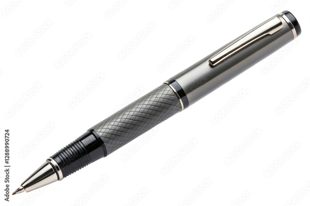 Sleek metallic pen for writing and signing isolated with transparent background Sleek metallic pen for writing and signing isolated with transparent background