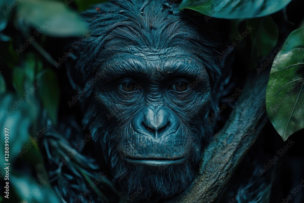 Close-up view of a monkey sitting in a tree branch Close-up view of a monkey sitting in a tree branch