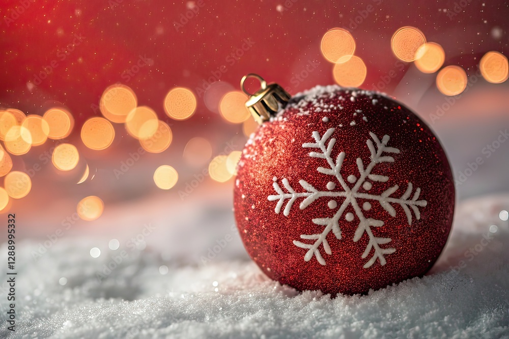 Red Christmas Ornament with Snowflake Design Red Christmas Ornament with Snowflake Design