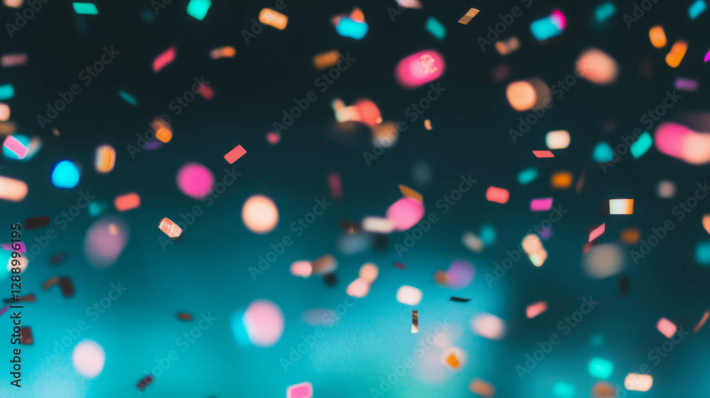 Naklejka premium Colorful confetti in motion against vibrant background for celebration design