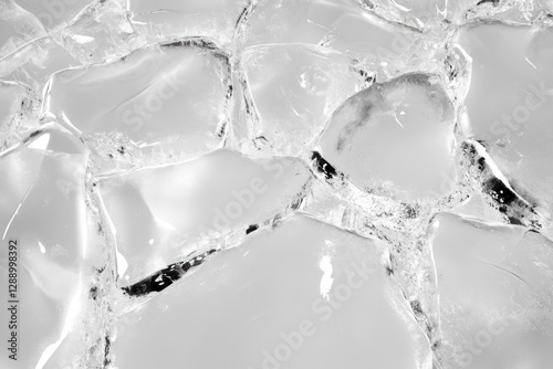 Translucent ice fragments create an intriguing pattern, highligh
