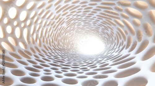 Abstract tunnel design featuring intricate patterns and soft lig