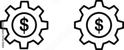 Configuration Gear Setting with Dollar Icon – Symbol Representing Financial Settings, Business Configuration, and Cost Management