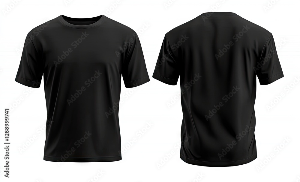 Black T-shirt Mockup Front and Back View Black T-shirt Mockup Front and Back View
