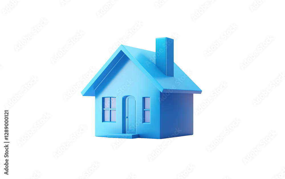 Blue House Minimalist Home on transparent or white background,png Blue House Minimalist Home on transparent or white background,png