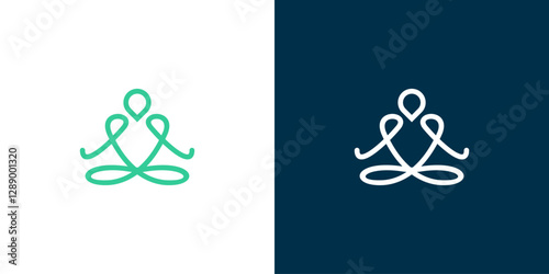 logo design outline of a person sitting cross-legged or meditating