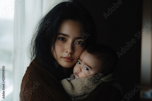 Tender moment between mother and child, showcasing deep emotiona