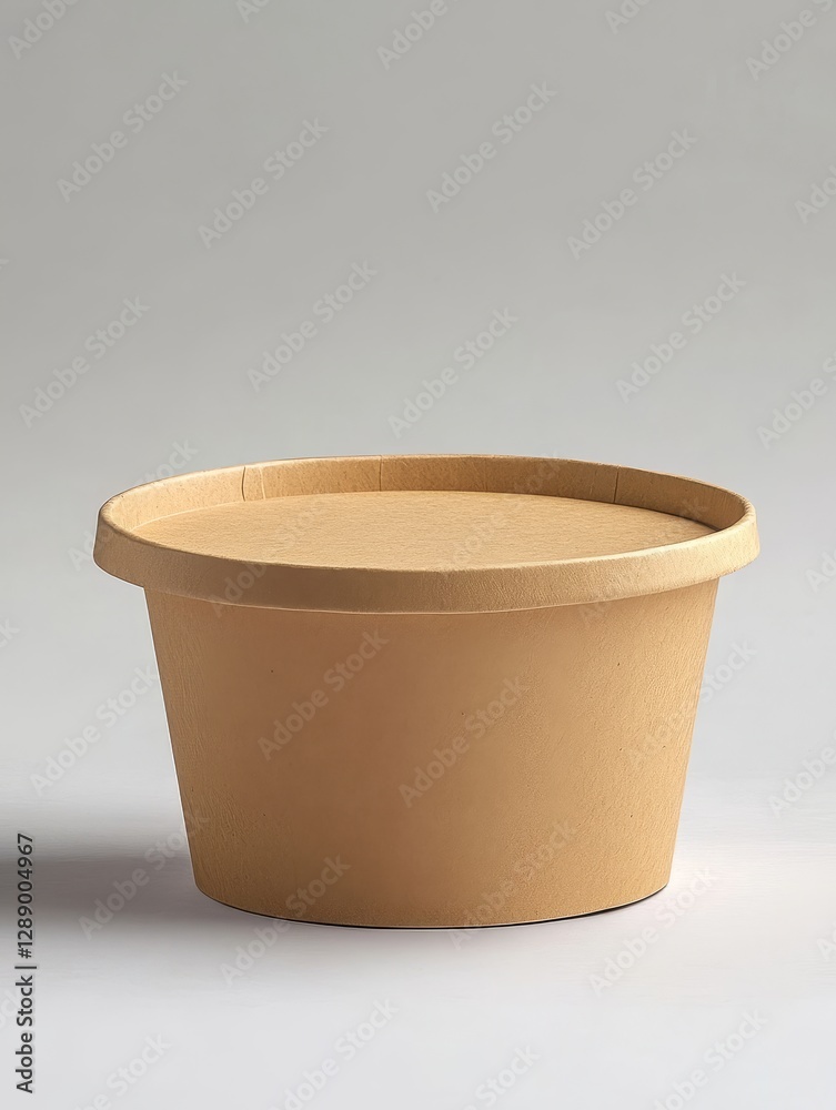 Empty Brown Paper Bowl on Neutral Background - A simple of an empty kraft paper bowl, symbolizing sustainability, takeout food, eco-friendly packaging, simplicity, and potential Empty Brown Paper Bowl on Neutral Background - A simple of an empty kraft paper bowl, symbolizing sustainability, takeout food, eco-friendly packaging, simplicity, and potential