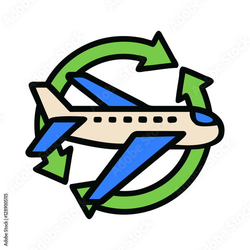 Sustainable Tourism Circular Flight Icon