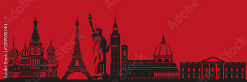 banner Silhouette landmarks of the world