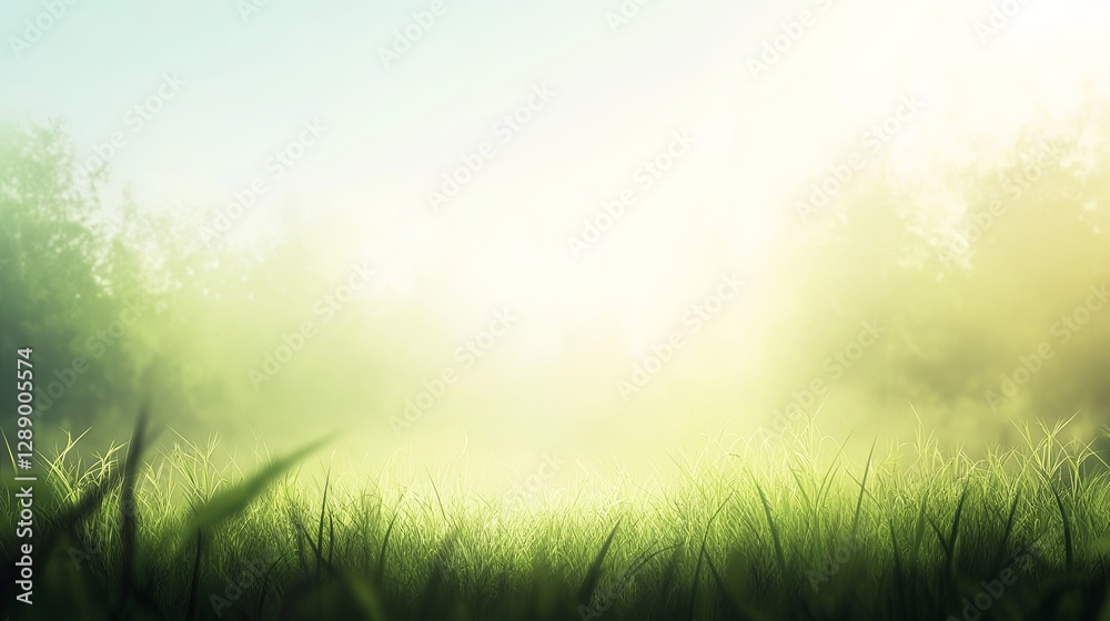 A bright, sunny meadow with soft focus and ample blank space in the center for text digital A bright, sunny meadow with soft focus and ample blank space in the center for text digital
