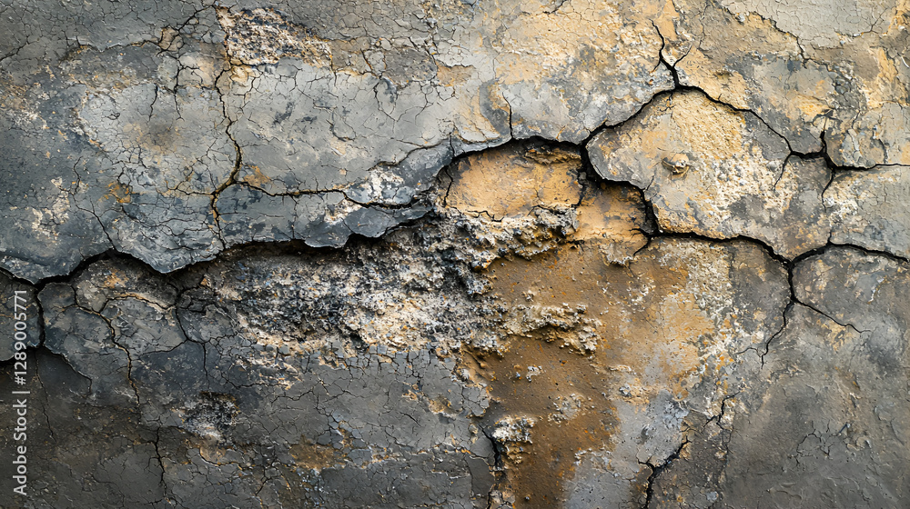 Fototapeta premium Concrete wall background with raw textures, subtle cracks, and gray tones