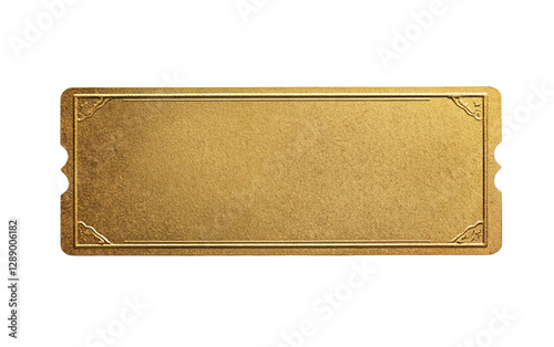 Blank golden ticket on transparent or white background,png