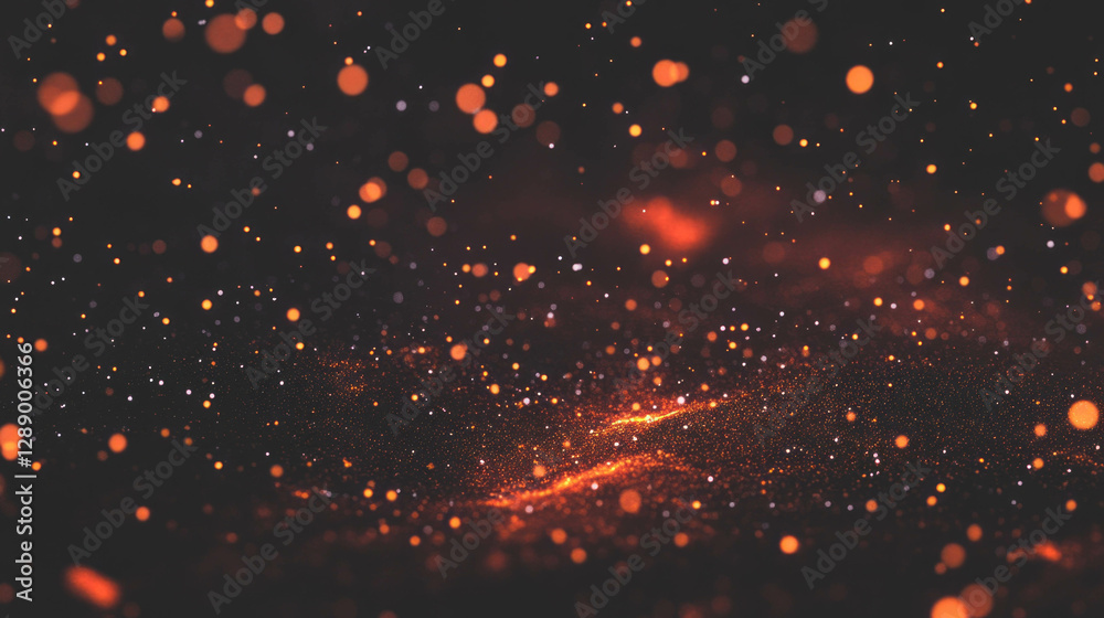 Fototapeta premium Mysterious atmosphere of falling ash particles and dark smoky background