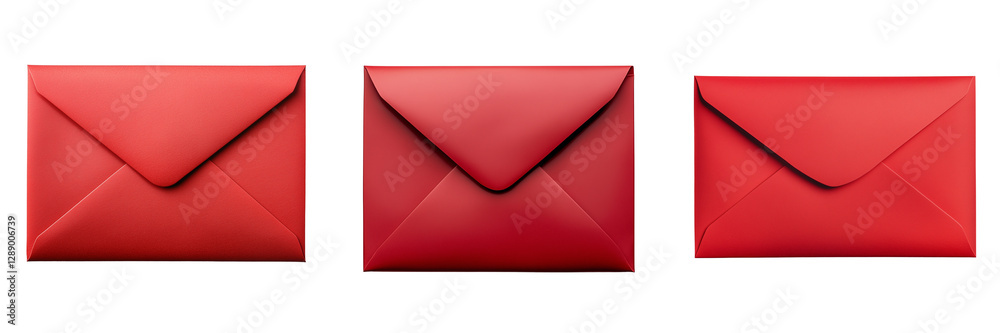 Set of A red envelope with gold foil printing, resting on a crisp on transparent png background. Ai generated Set of A red envelope with gold foil printing, resting on a crisp on transparent png background. Ai generated