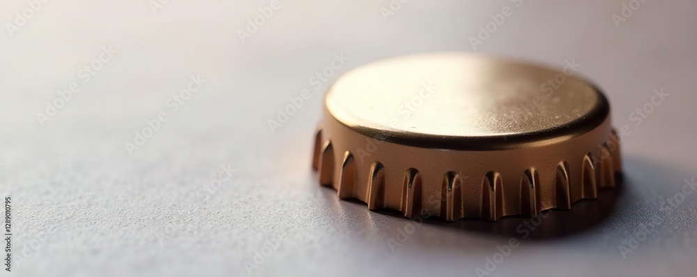 Metallic bottle cap isolated on light surface, texture, bottle cap, details Metallic bottle cap isolated on light surface, texture, bottle cap, details