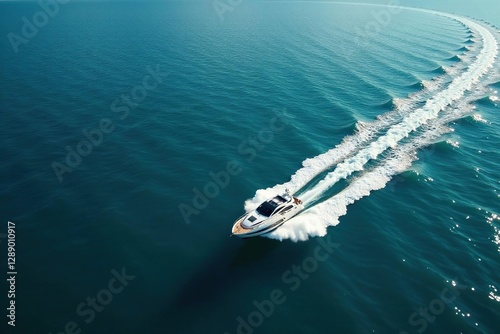 Mini yacht leaves a milky trail as it zooms across the Adriatic Sea, adriatic sea, mini yacht
