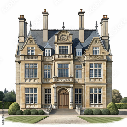manor house isolated on transparent background photo