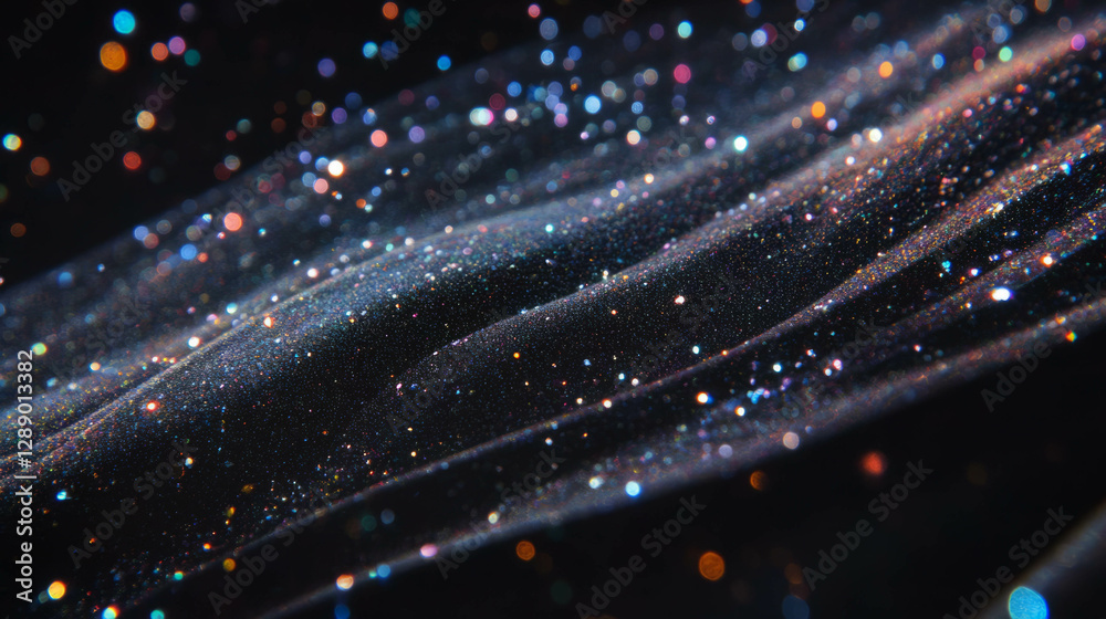 Sparkling glitter particles falling on black background for festive design Sparkling glitter particles falling on black background for festive design