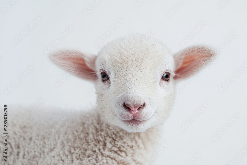 Fototapeta premium Close-up of a sheep's face against a clean white background