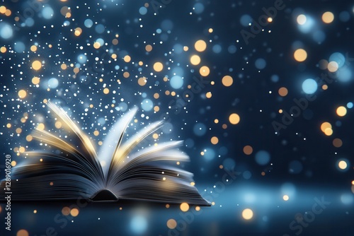 Open Book Glowing With Golden Light And Magic