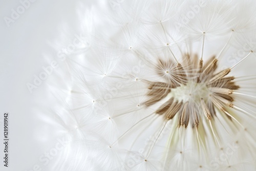 A close-up shot of a dandelion flower on a white background