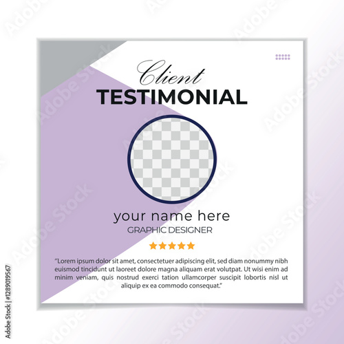 Modern clean clients testimonial or client feedback review design with organic shape.