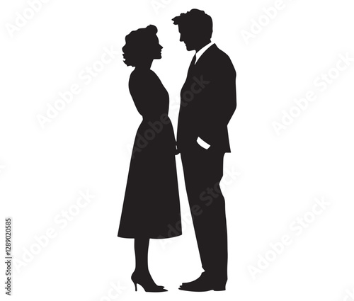 Wallpaper Mural Silhouette Of A Young Couple. Love and Passion A Stunning Couple Vector Design. Torontodigital.ca