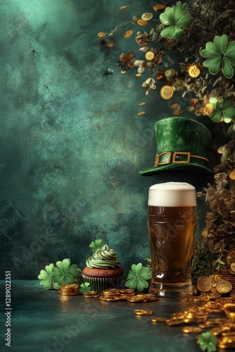 Beer with St. Patrick’s Day theme decoration.