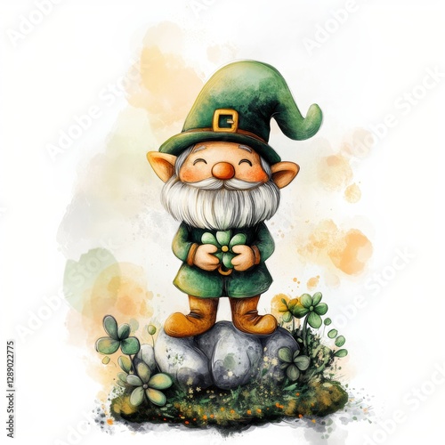 Cute Leprechaun fairy and green decorations of St. Patrick’s Day.