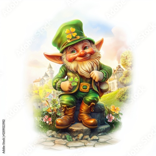 Cute Leprechaun fairy and green decorations of St. Patrick’s Day.