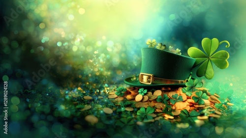 Cute Leprechaun fairy hat with green decorations of St. Patrick’s Day.