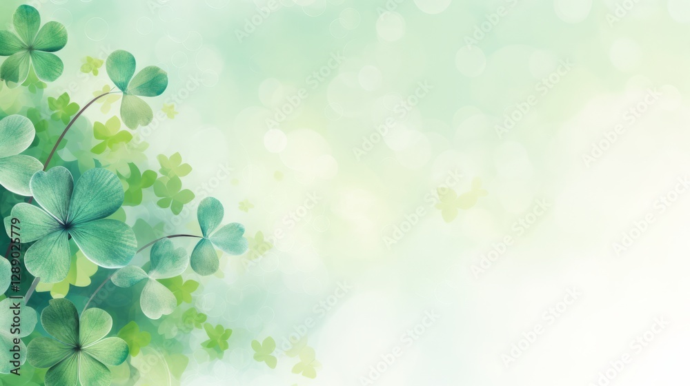 Watercolor clover leaves over blurred background with copy space for text, perfect for st. Patrick's day celebrations and irish-themed designs Watercolor clover leaves over blurred background with copy space for text, perfect for st. Patrick's day celebrations and irish-themed designs