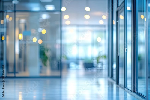 Wallpaper Mural Modern office hallway, glass walls, bright interior Torontodigital.ca