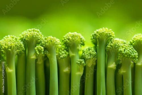 Green Spring Vegetable Harvest - Vibrant green broccoli florets, symbolizing freshness, health, spring, growth, and abundance. A perfect for healthy eating, spring recipes, and farm-to-table concepts photo