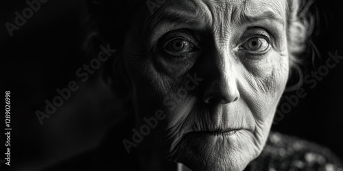 A classic portrait of an elderly lady, perfect for use in historical or vintage-themed contexts