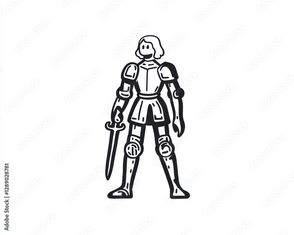 A simple illustration of a knight in armor holding a sword, depicted in a classic, cartoonish style. A simple illustration of a knight in armor holding a sword, depicted in a classic, cartoonish style.
