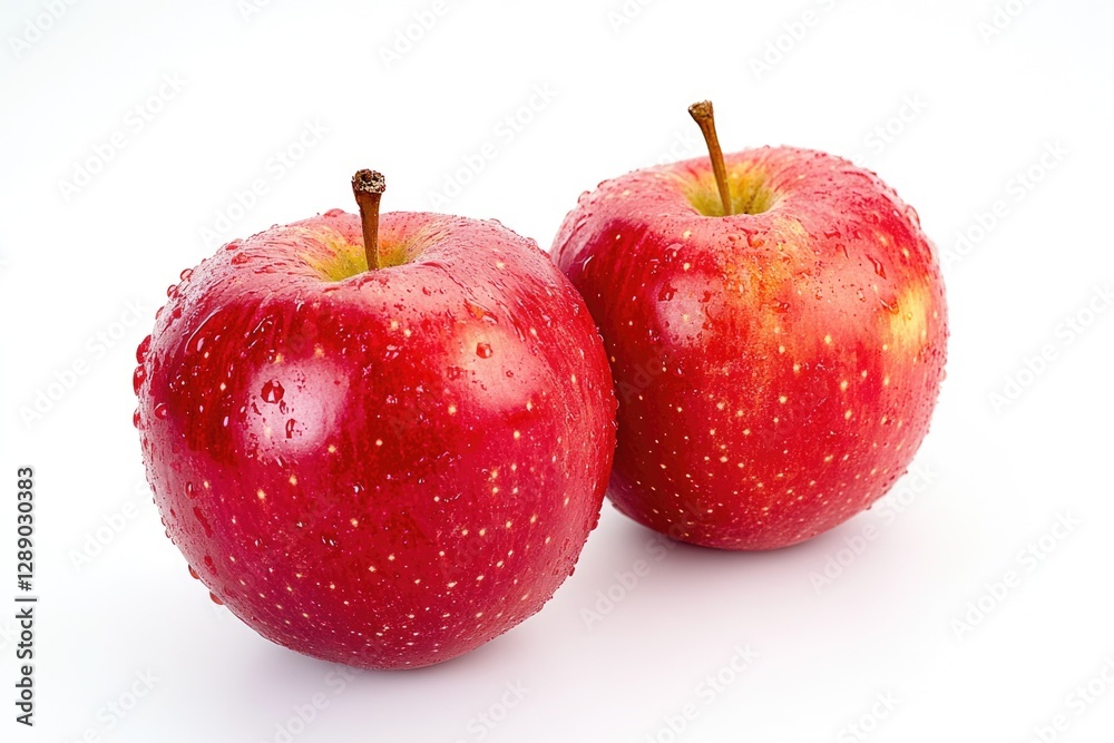 Fresh and ripe red apples on a clean white surface Fresh and ripe red apples on a clean white surface