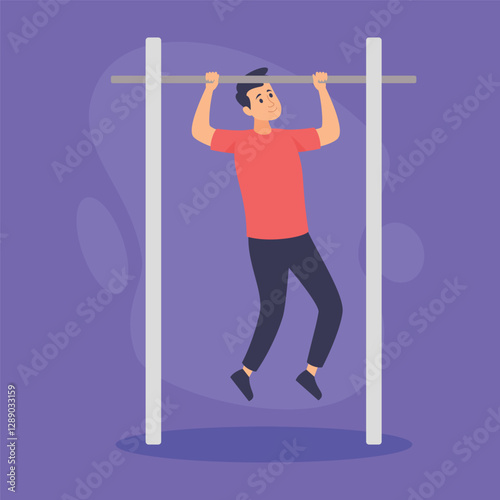 Person practicing pull-ups on bar, focusing on fitness and strength training. Health-focused activity, personal well-being concept