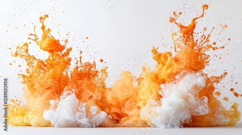 Orange and White Ink Splash Abstract photo