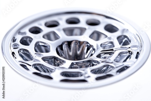 A close-up shot of a metal sink drain photo