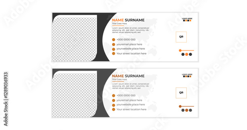 Modern and minimalist email signature ,email footer template,corporate email signature template design or business email signature with an author photo place modern and minimal layout.