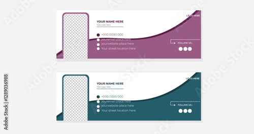 Modern and minimalist email signature ,email footer template,corporate email signature template design or business email signature with an author photo place modern and minimal layout.