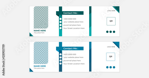 Modern and minimalist email signature ,email footer template,corporate email signature template design or business email signature with an author photo place modern and minimal layout.