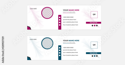 Modern and minimalist email signature ,email footer template,corporate email signature template design or business email signature with an author photo place modern and minimal layout.