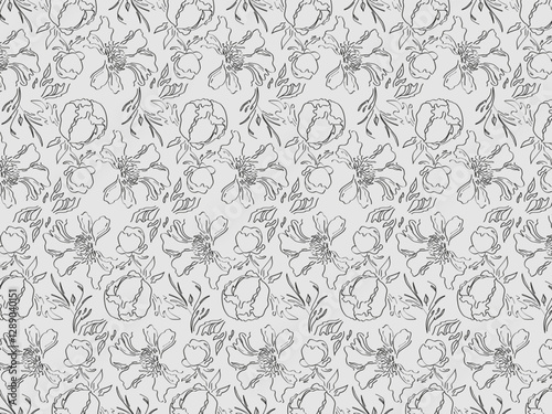 Vintage Floral Sketch Seamless Background for Branding and Packaging