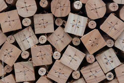Wood pattern worked in different geometric shapes