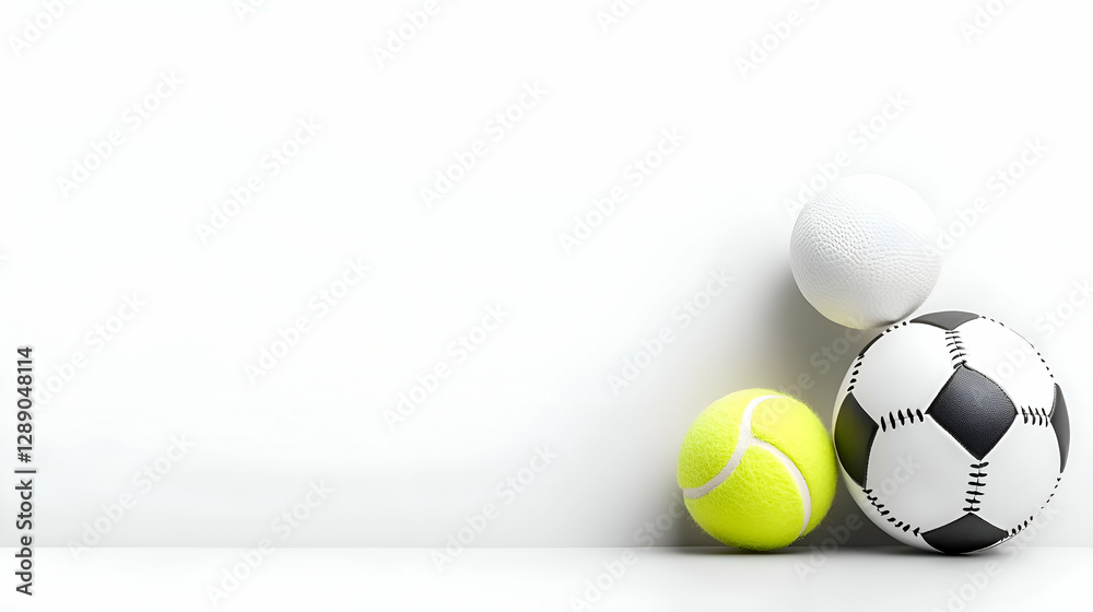 Fototapeta premium Close Up of Various Sports Balls on White Background