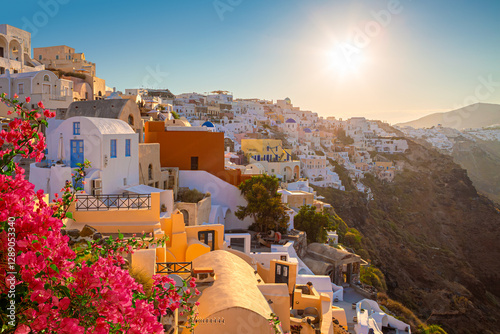 Obraz na płótnie Panoramic view of Oia village at Santorini island, Greece w salonie